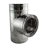 Rookkanaal Dubbelwandig Rits  Rookkanalen &Oslash;80-130 T-stuk 2 witte achtergrond