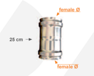 80mm pelletpijp EW rvs Verbindings-stuk lang met seal v-v