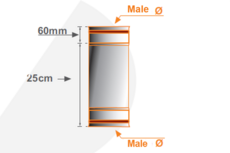 80mm pelletpijp EW rvs Verbindings-stuk lang met seal