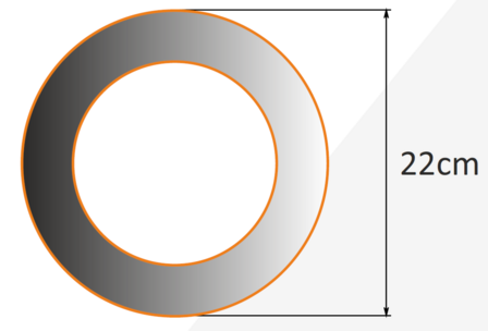rozet zwart gecoat 130mm - 22 cm