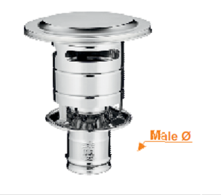 trekkap zwart RVS pelletpijp 80 mm man