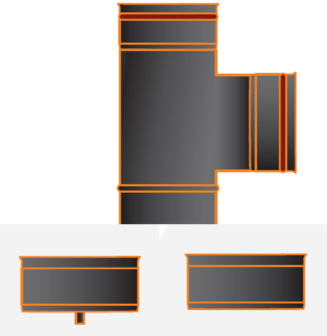 pelletpijp t-stuk zwart 80mm rvs