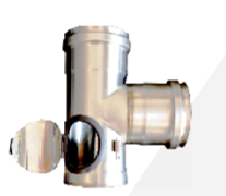 pelletpijp zwart  t-stuk met inspectie-luik 80mm rvs