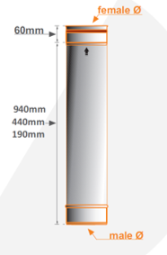 100 cm pelletpijp EW RVS met seal